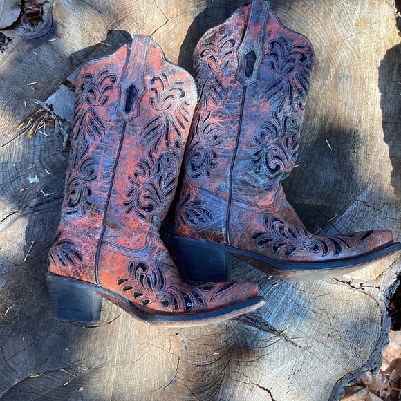 Corral Boots Beautiful Cutout Black Sequin Design Western Boho Boots - Picture 14 of 16